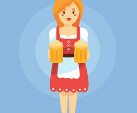 Lady In Dirndl On Blue Vector