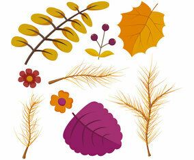 Beautiful Autumn Watercolor Floral Set Vectors