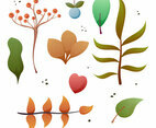 Beautiful Autumn Watercolor Floral Set Vectors