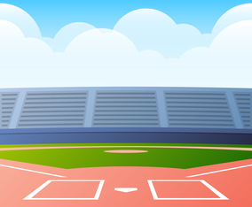 Baseball Field Ready For The Big Game Vector Illustration