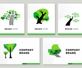 Simple Tree Logo Elements Branding Set Vector