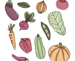 Colorful Watercolored Vegetables