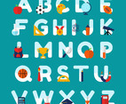 School Themed Alphabet Vector