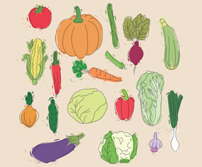 Set of Watercolor Vegetables