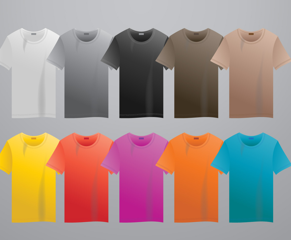 Realistic vector t-shirt with size mock up illustration colorful mode