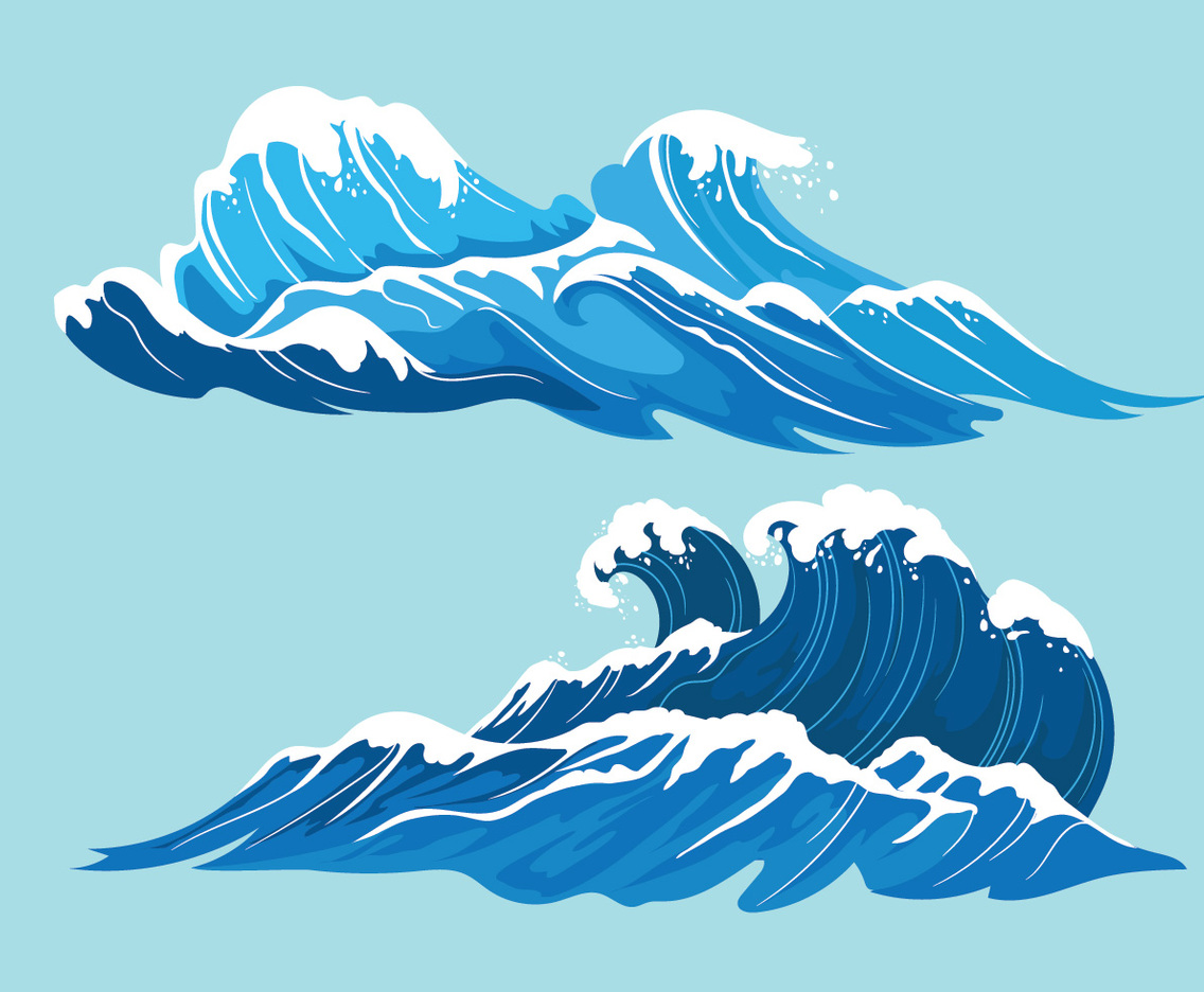 Set Illustration of High Seas with Giant Waves