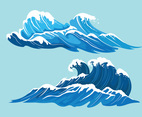 Set Illustration of High Seas with Giant Waves