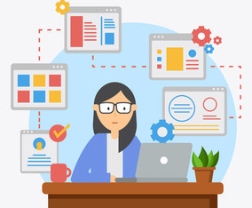 Female Web  Developer Illustration Vector