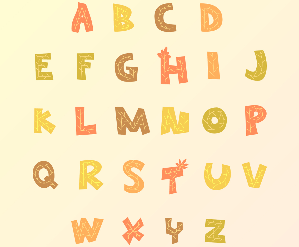 Leaf Vein Autumn Alphabet Vector
