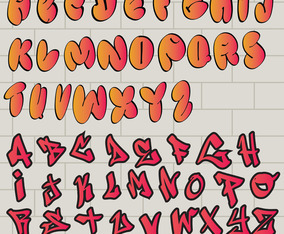 Graffiti Alphabets on Wall Vector Pack