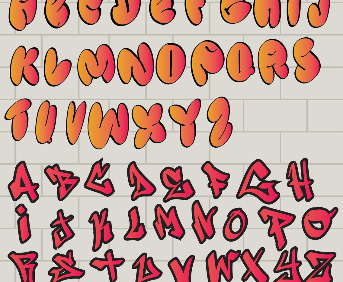 Graffiti Alphabets on Wall Vector Pack