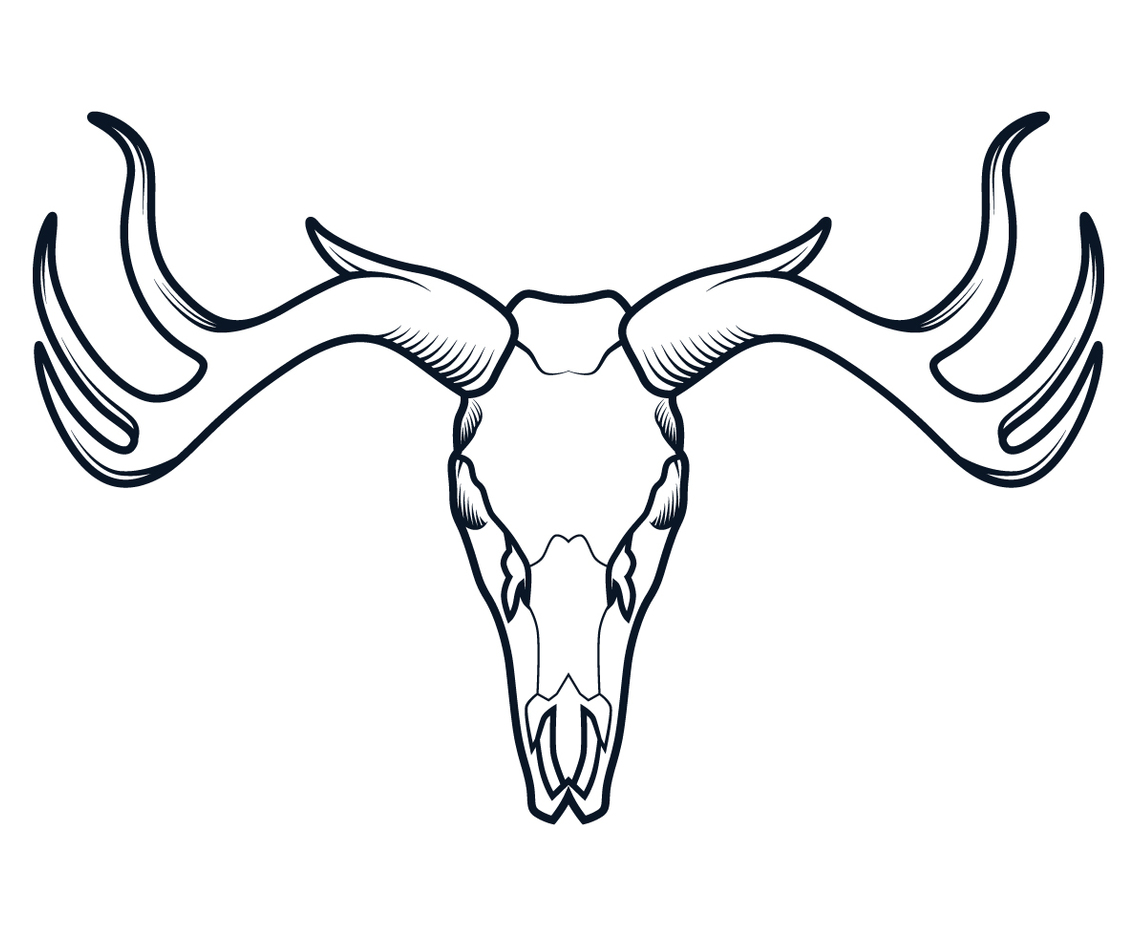 Deer Skull Line Vector