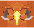 Deer Skull and Axes Vector