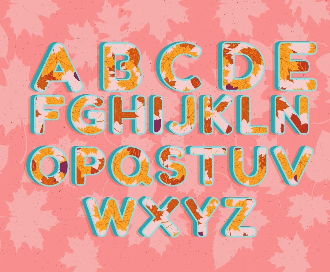 Autumn Alphabet Illustration Vector
