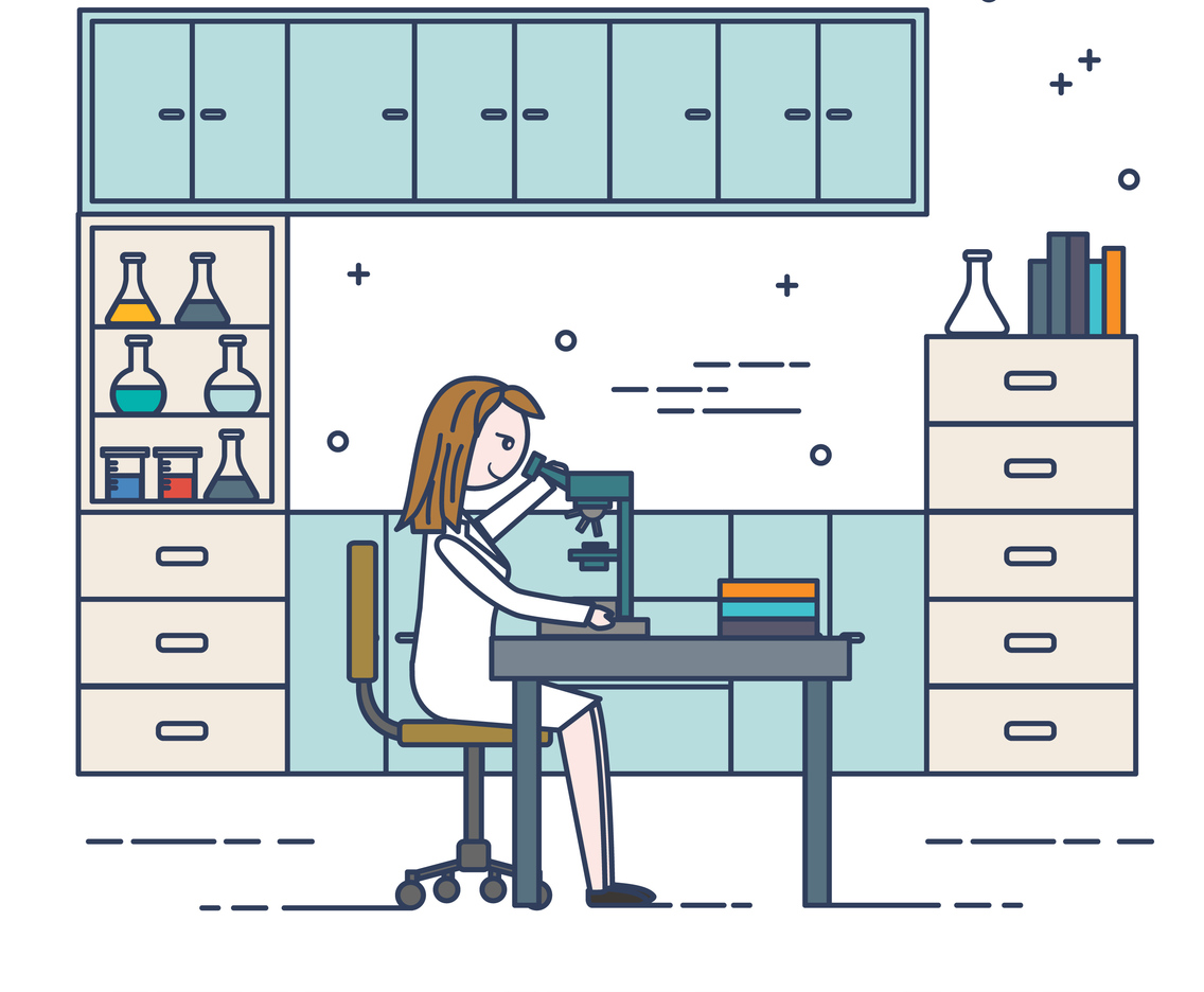 Female Scientist Vector Illustration
