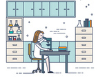 Female Scientist Vector Illustration