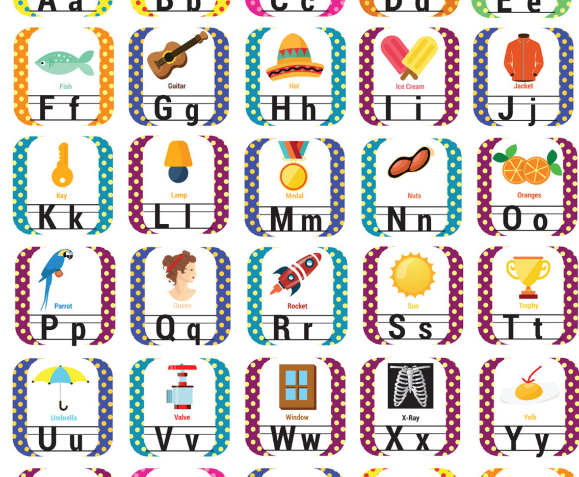 School Theme Alpahabets Vector Pack