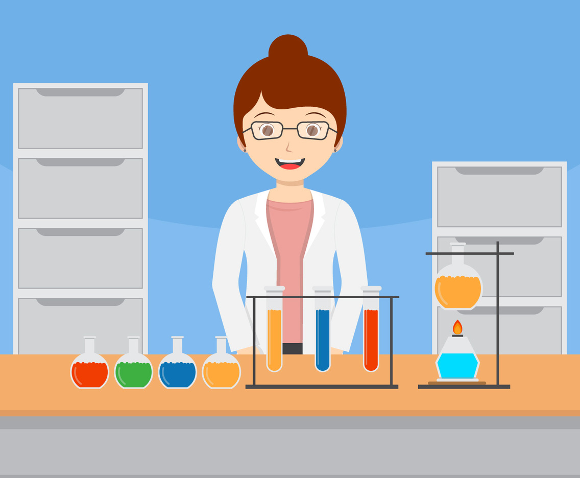 Female Scientist Vector Illustration