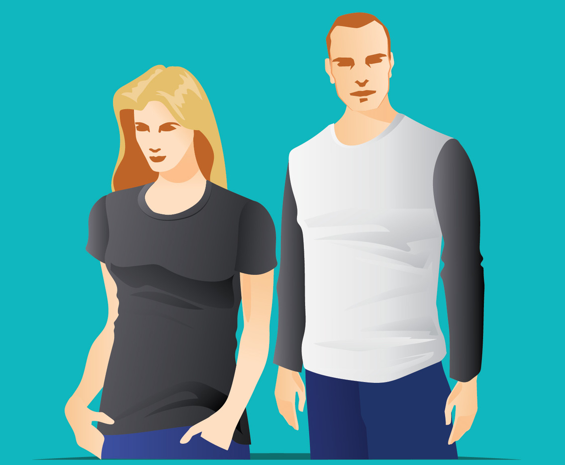 T-shirts Model with Body Men and Women