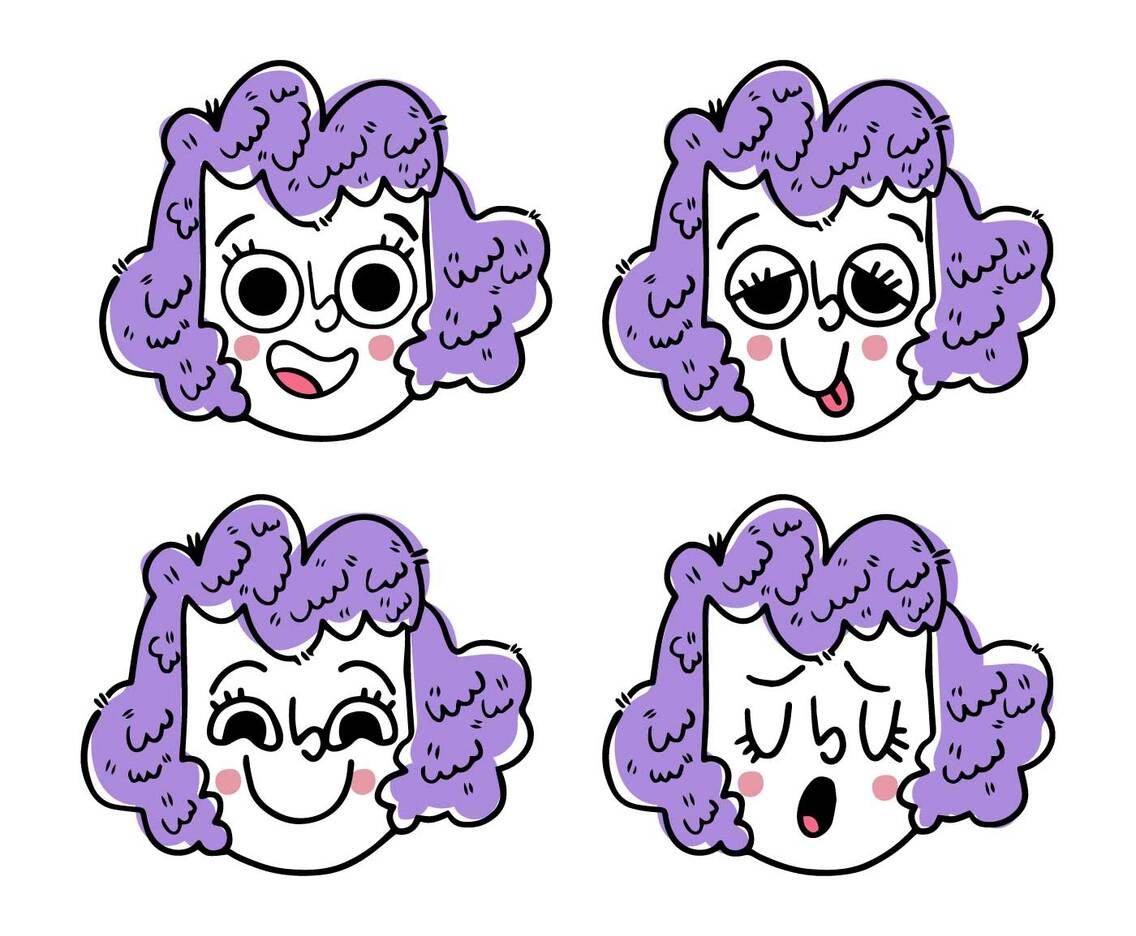 Cute Girl Emoji Face Collection