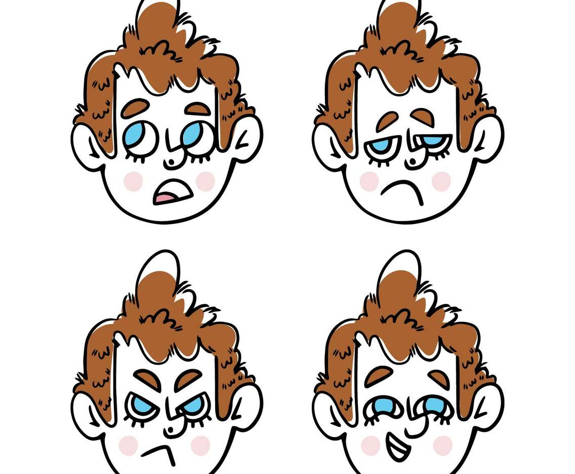 Cute Boy Character With Emoji Collection