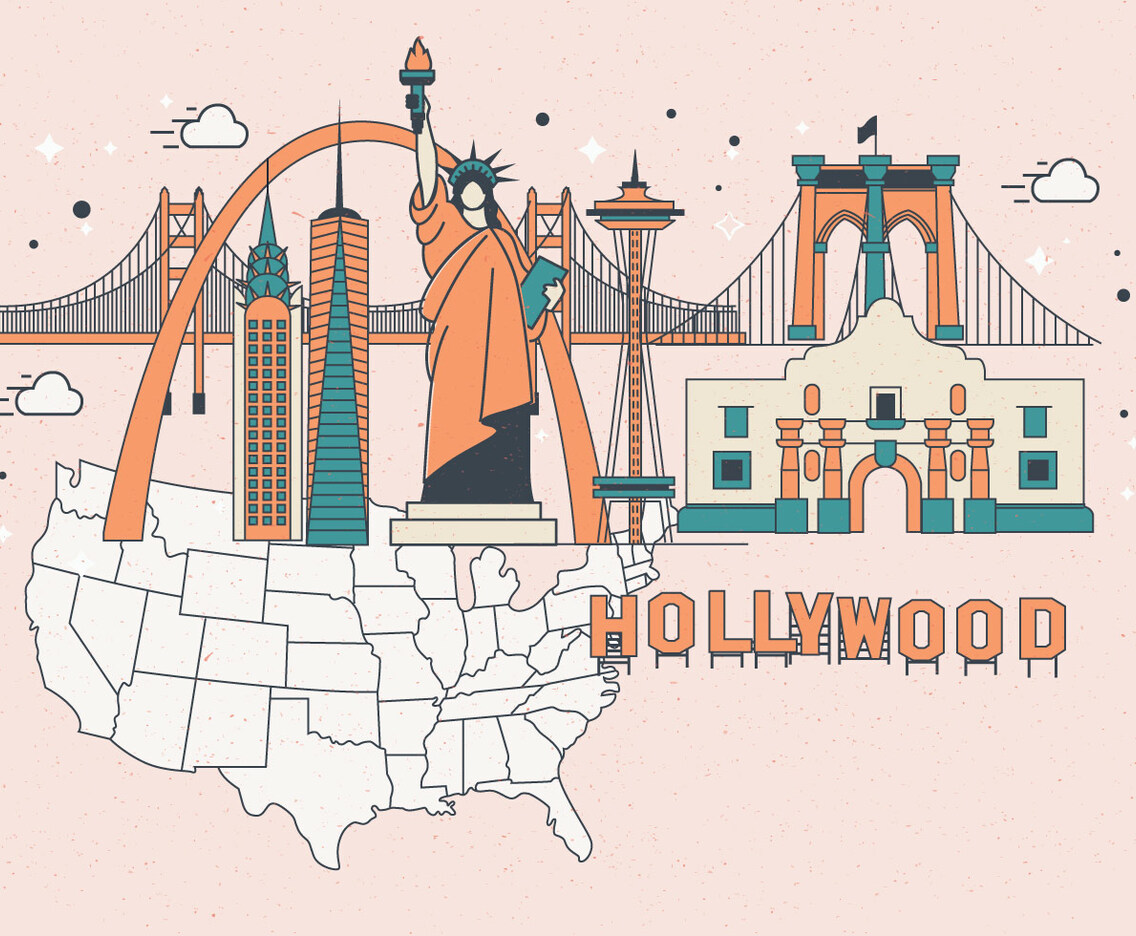 United States Landmark Map Vector