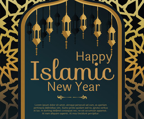 Islamic New Year Greeting Card Vector