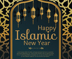 Islamic New Year Greeting Card Vector
