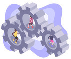 Isometric Teamwork Illustration