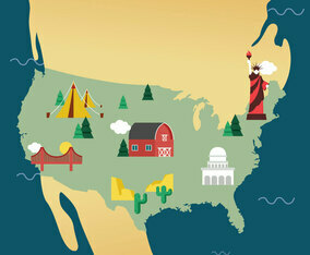 United States Landmark Map Vector Design