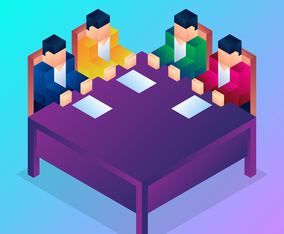 Isometric Business People Team Work Process Illustration