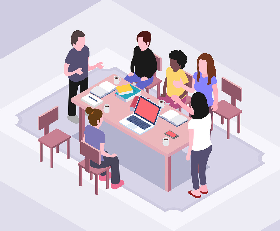 Isometric Teamwork Illustration