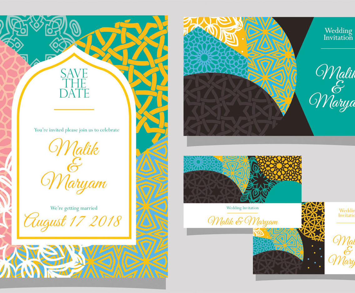 Wedding Invitation with Islamic Style Vector