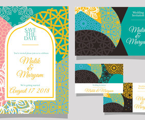 Wedding Invitation with Islamic Style Vector