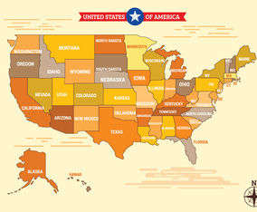 Beautiful Vintage Graphic Vector USA Map United States of America