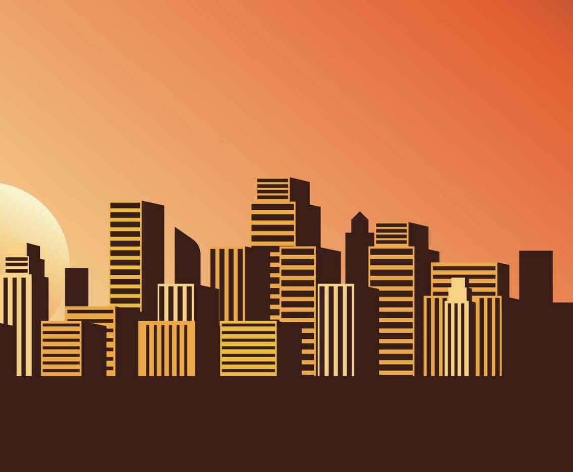 Cityscape Sunset Vector Illustration