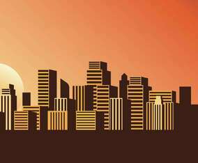 Cityscape Sunset Vector Illustration