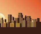 Cityscape Sunset Vector Illustration