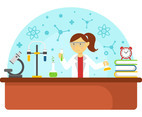 Female Scientist Doing Experiments Vector