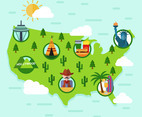 Flat United States Landmark Map Vector