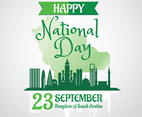 Kingdom of Saudi Arabia National Day with Skyline Background