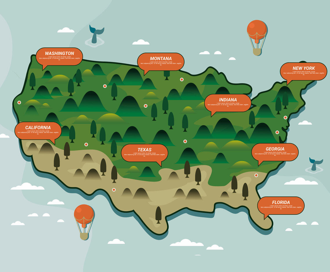 United States Landmark Map Vector