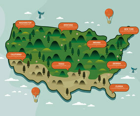 United States Landmark Map Vector