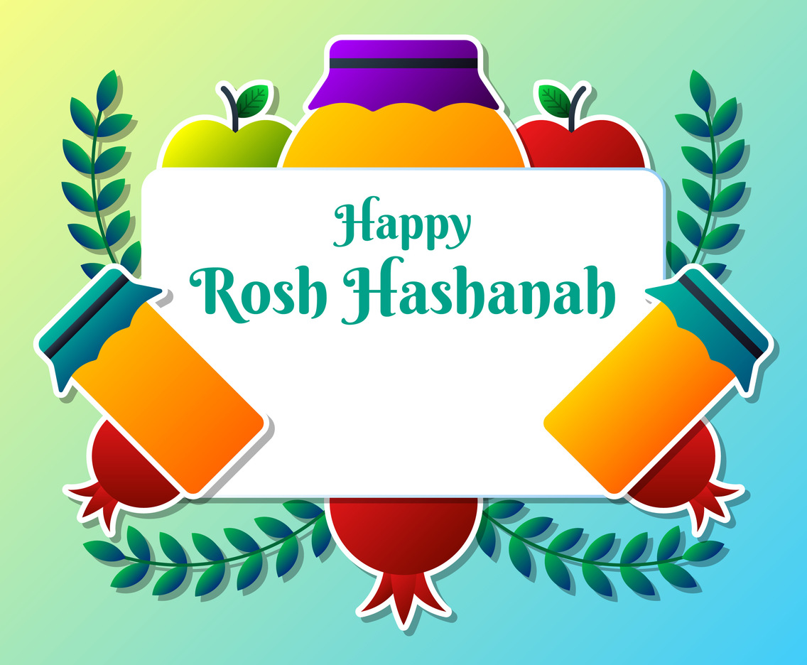 Greeting Card Design For Jewish New Year Rosh Hashanah Template