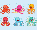 Set of Cute Octopus with Expression