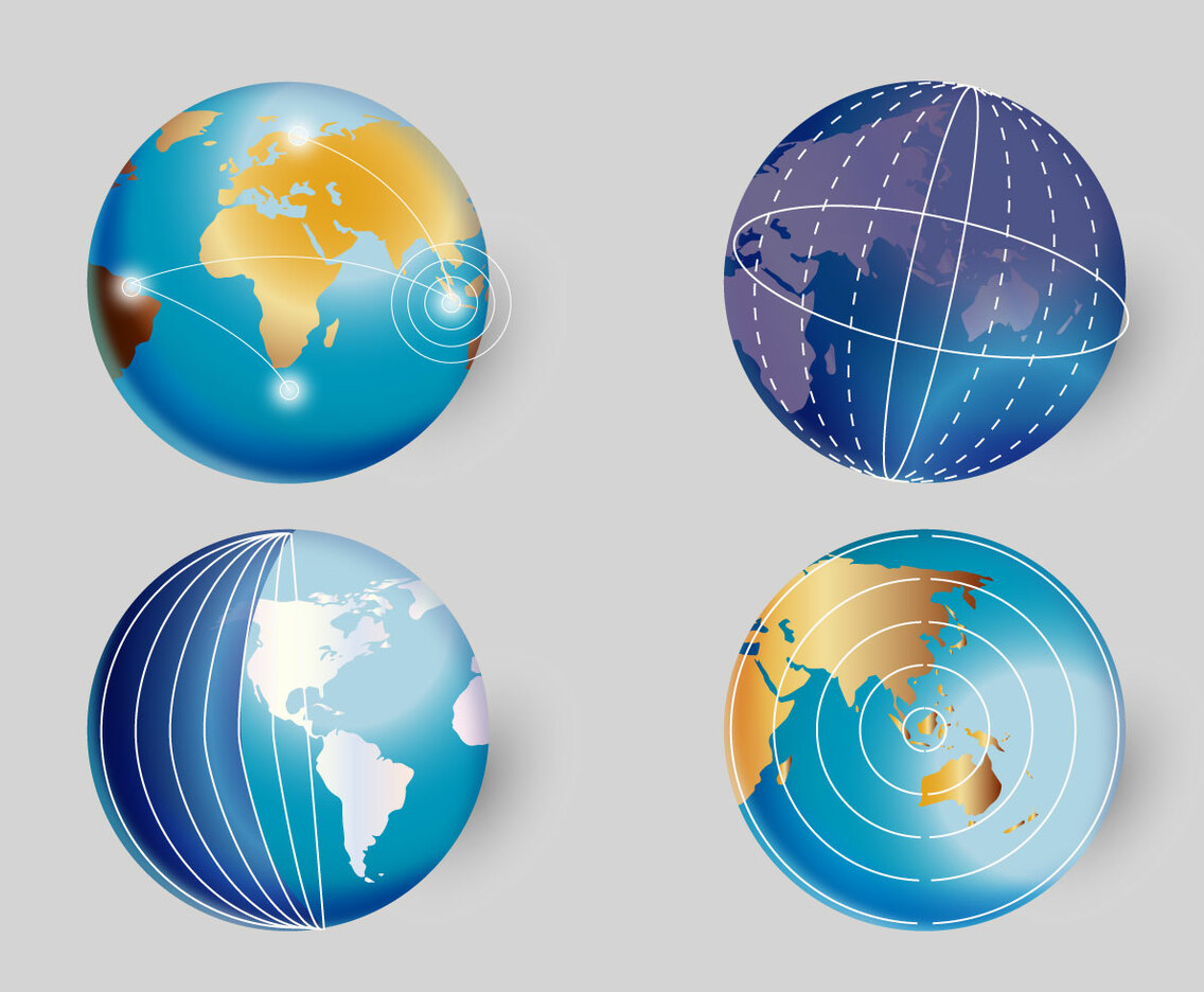 3D Realistic World Globe Vector Illustration