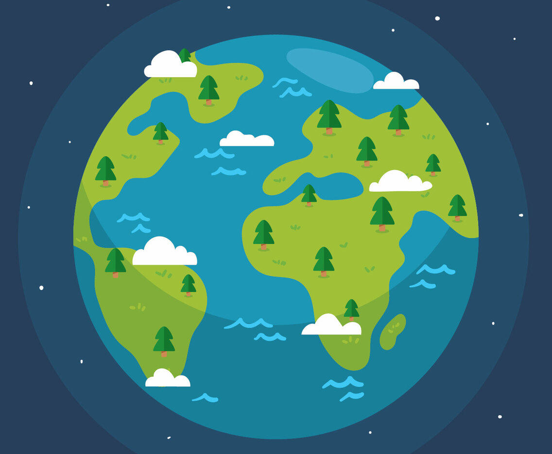 Globe With Tree And Cloud Vector