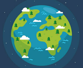 Globe With Tree And Cloud Vector
