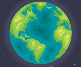 Flat Globe On Dark Blue Vector