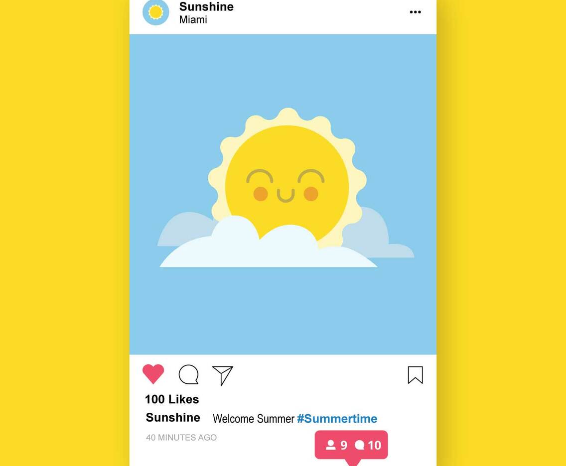 Instagram Post Notification Template With Illustration Inside